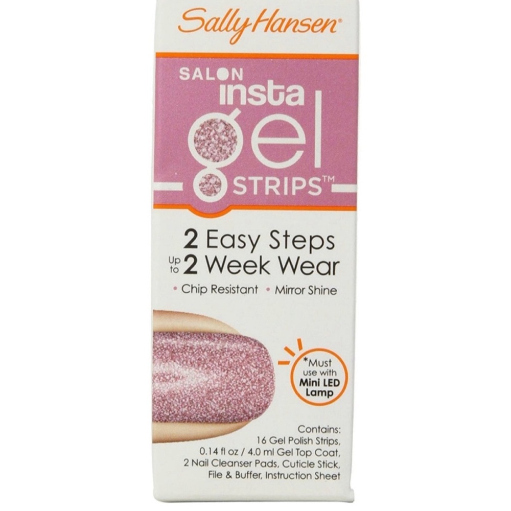 Pinkies Up! - pink glitter print Sally Hansen Insta gel strips